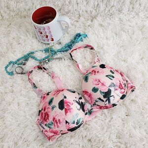 Victoria's Secret 32C Multicolor Rhinestones Straps Pushup Very Sexy Bra